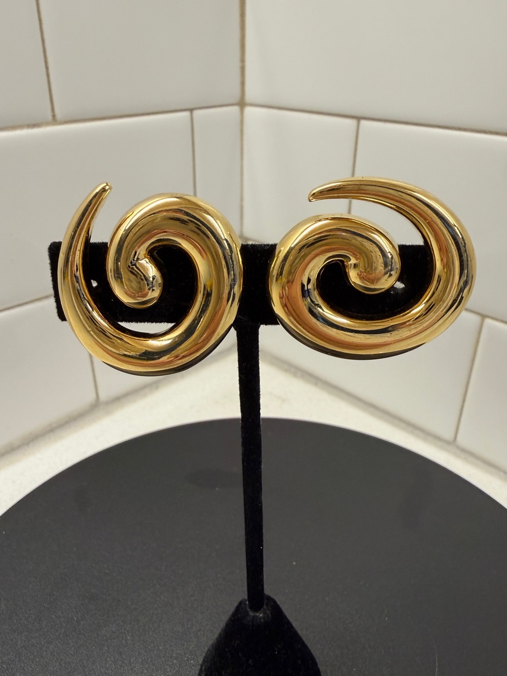 Monet Gold Swirl Clip-On Earrings - Shiny Gold Tone